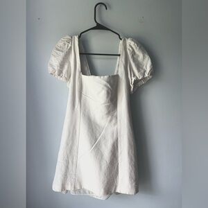 Zara White Mini Puff Sleeve Dress